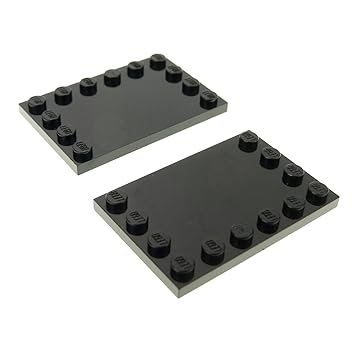 2 x Lego System Bau Platte schwarz 4 x 6 Fliese mit Noppen am Rand 8479 6208 75042 8156 10237 6180