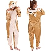 COSUSKET Snug Fit Unisex Adult Onesie Pajamas, Flannel Cosplay Animal One Piece Halloween Costume Sleepwear Homewear