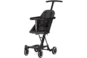 Dream On Me Coast Rider Travel Stroller – Black, Lightweight & Compact Baby Stroller, Theme Park Approved, Book-Folding Design, Adjustable Handle, Soft-Ride Wheels, Converts to Rider & Scooter