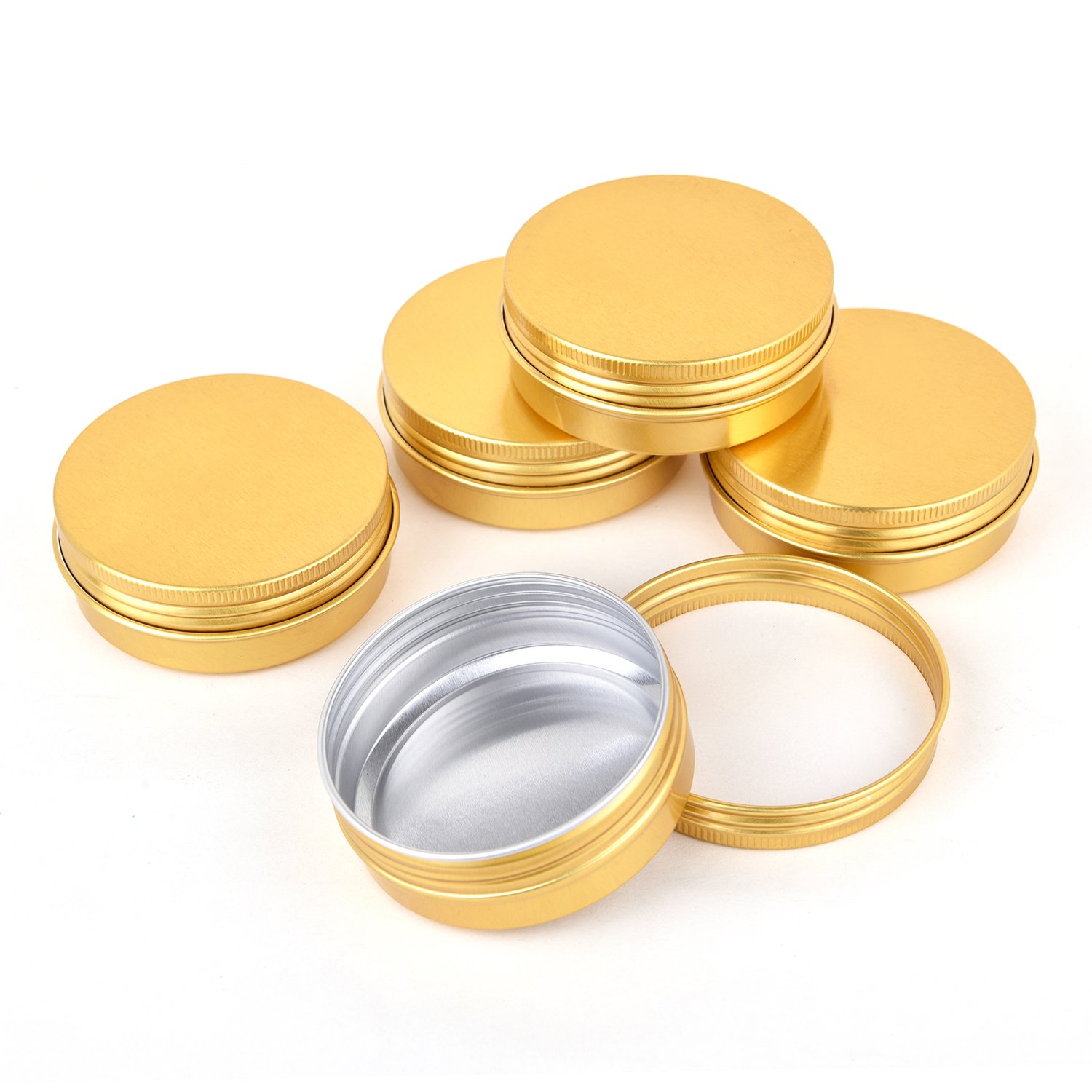 TMO 2oz 60ml Metal Storage Tins Aluminum Tins Jars Round Tin Containers
