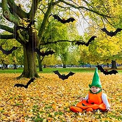 YUJUN Halloween Hanging Bats 12 Pieces 3D Realistic