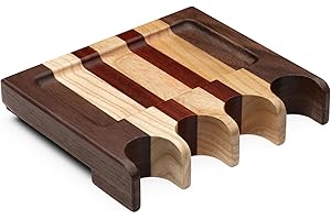 BILLIARDS XPRESS Pool Stick Holder, Portable Cue Claw Rack Holds Sticks Against Table, Bar or Chair Weighted Solid Wood with Rounded Edges and Non-Slip Pad (Multi Wood, 4 Cue Claw)