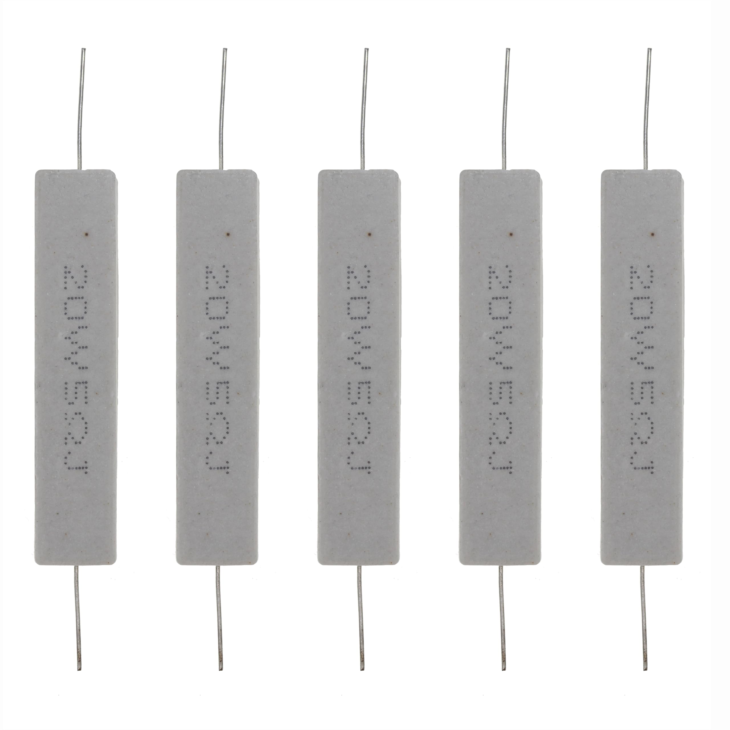 View 1 of (Pack of 5) 20W 5R 5 Ohm 5% Power Wirewound Ceramic Horizontal Cement Resistor