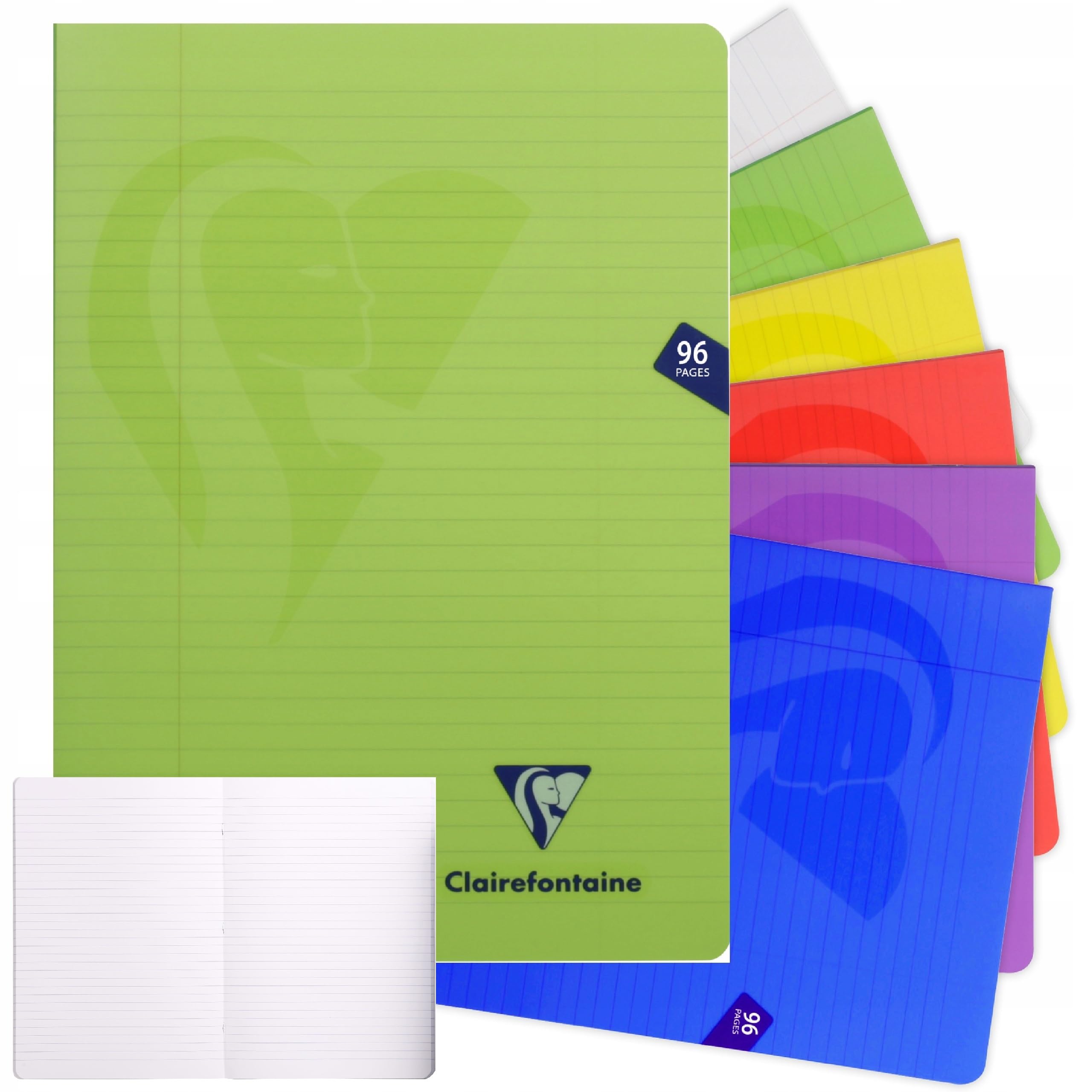 Clairefontaine 303165C - Mimesys Stapled Notebook - Dimensions: A4 21x29.7 cm - 96 Lined Pages with Margin - White Paper 90 g - Random Colour Polypro Cover