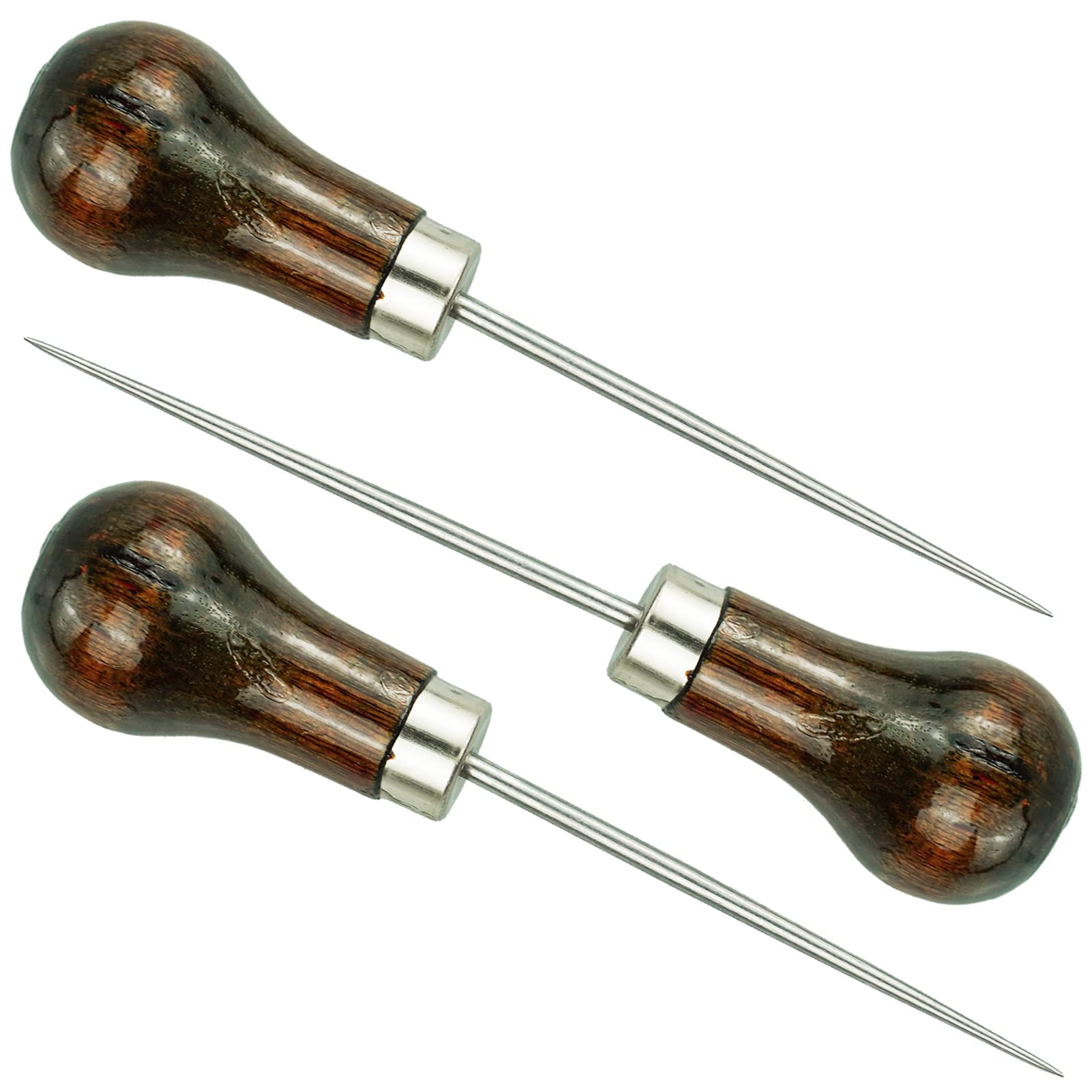 SZCXDKJ 3Pack Awl, Gourd Shape Awl Tailors Awl Wood Handle Scratch Awl Sewing Awl Tool for Leather