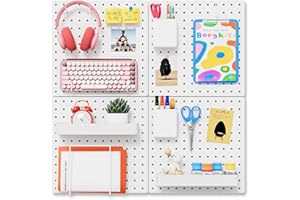 FZK Peg Board,25pcs PegBoard Wall Organizer,Includes 4 White Pegboard and Accessories,Plastic PegBoard for Room,Office, Craft Room,Kitchen and Bathroom