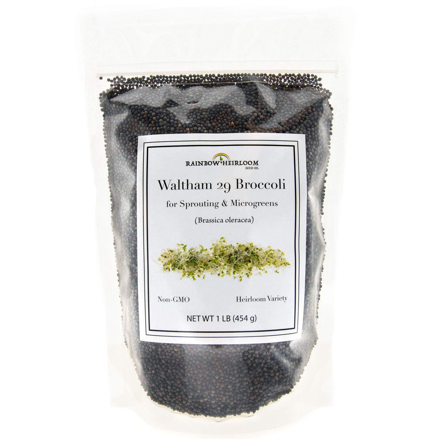 Broccoli Seeds for Sprouting &amp; Microgreens | Waltham 29 Variety | Non GMO &amp; Heirloom Seeds | Bulk 1 LB Resealable Bag | Rainbow Heirloom Seed Co.