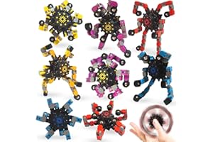 8PCS Fidget Spinner Toys for Kids, Christmas Basket Stuffers for Kids Transformable DIY Robot Toy Mechanical Spiral Twister S