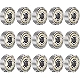 uxcell 15pcs 625ZZ Deep Groove Ball Bearings 5mm Bore 16mm OD 5mm Thick Carbon Steel Double Shielded ABEC3 Z1 Bearing for Mot