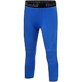 Runhit Boys Compression Pants 3/4 - Youth Athletic Leggings Capris Tights Sports Base Layer for Basketball Football Baseball