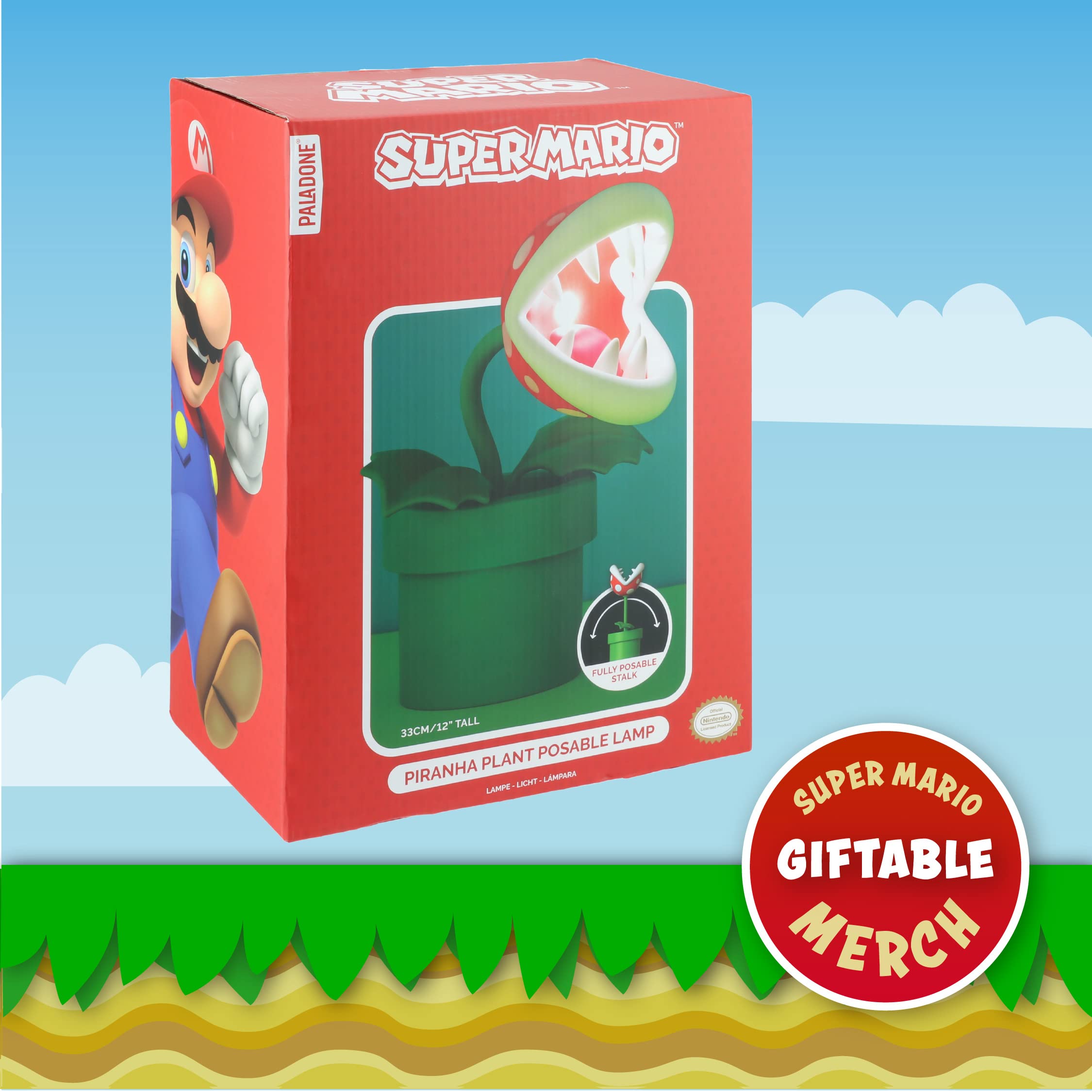 Nintendo Offical Licensed Super Mario Bros Piranha Plant LED Desk Light with Adjustable Head by Paladone, Collectible Gamer Gift Night Light