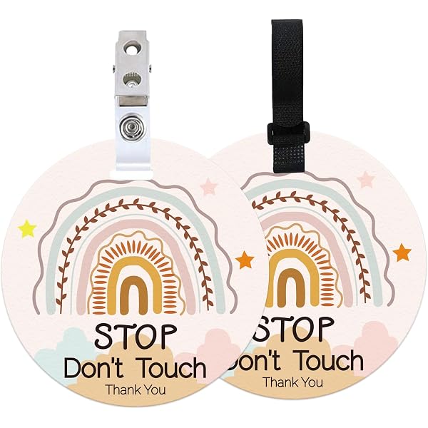 Three Little Tots 'No Touching' Baby Safety Signs - 2 Pack With Velcro & Clip (Pink Llama)