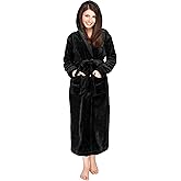 NY Threads Premium Women's Fleece Hooded Bathrobe Plush Long Spa Robe