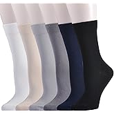 EPEIUS Women's Crew Socks - Soft Thin Seamless Viscose Dress Calf Socks for Business,Trouser Sox 3/6 Pairs