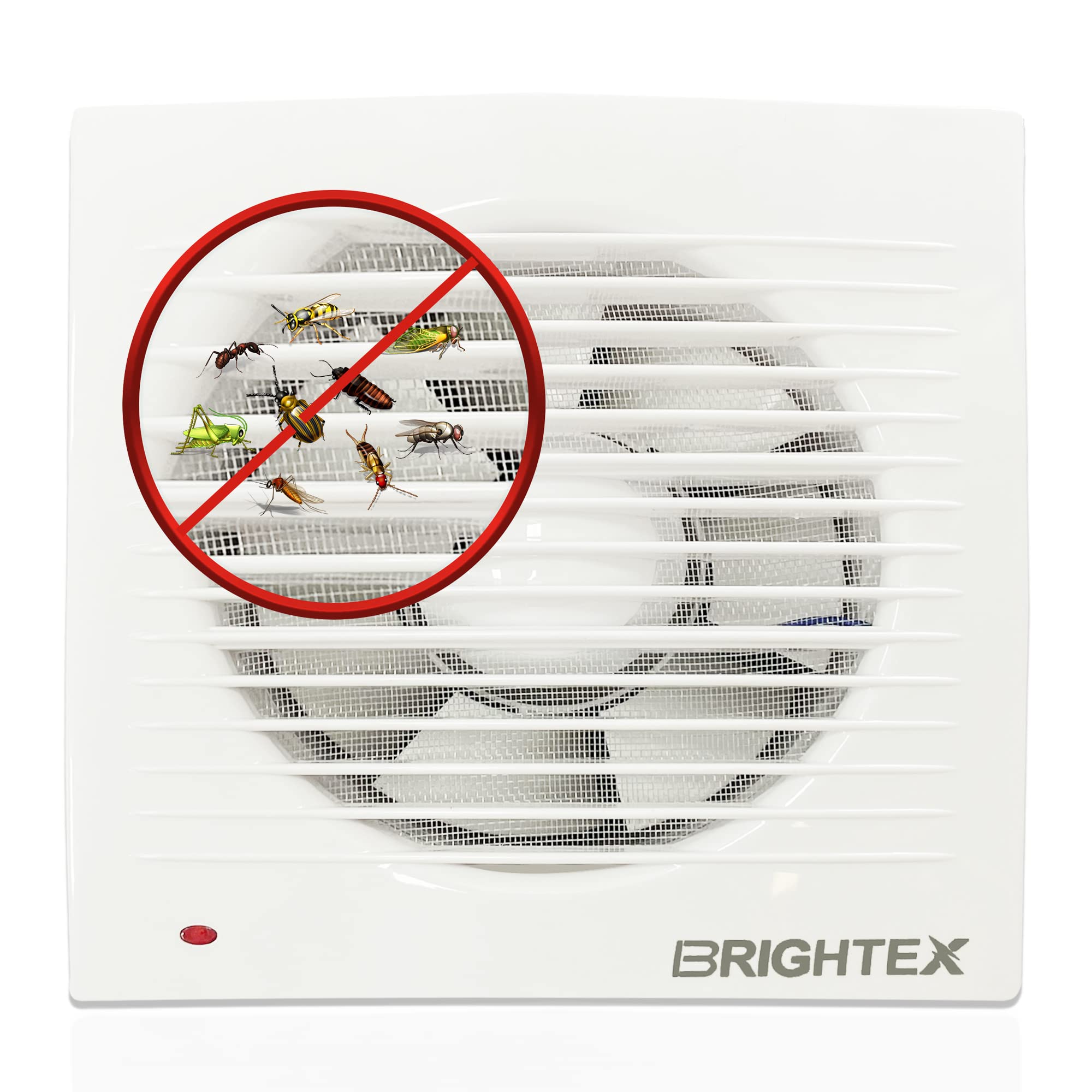 Brightex, ENVIROVENT EXTRACTOR FAN 4INCH 100MM STANDARD WITHOUT TIMER BATHROOM SHOWER TOILET WALL FAN CEILING MOUNT KITCHEN WITH WHITE MESH ENERGY SAVING STANDARD 14W WHITE
