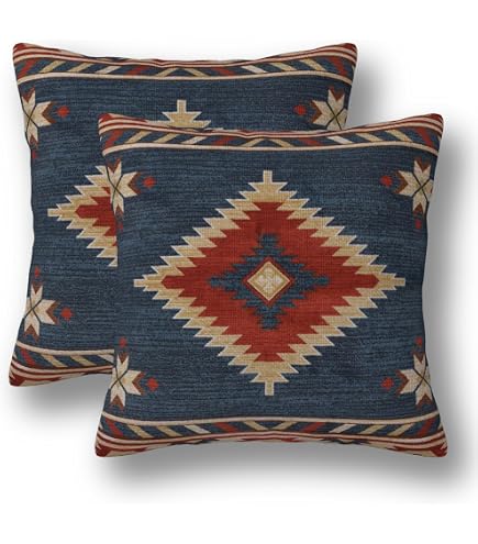 KELEMO Southwestern Throw Pillow Covers – Buffalo New Mexico Style, 16x16 Inches, Set Of 2