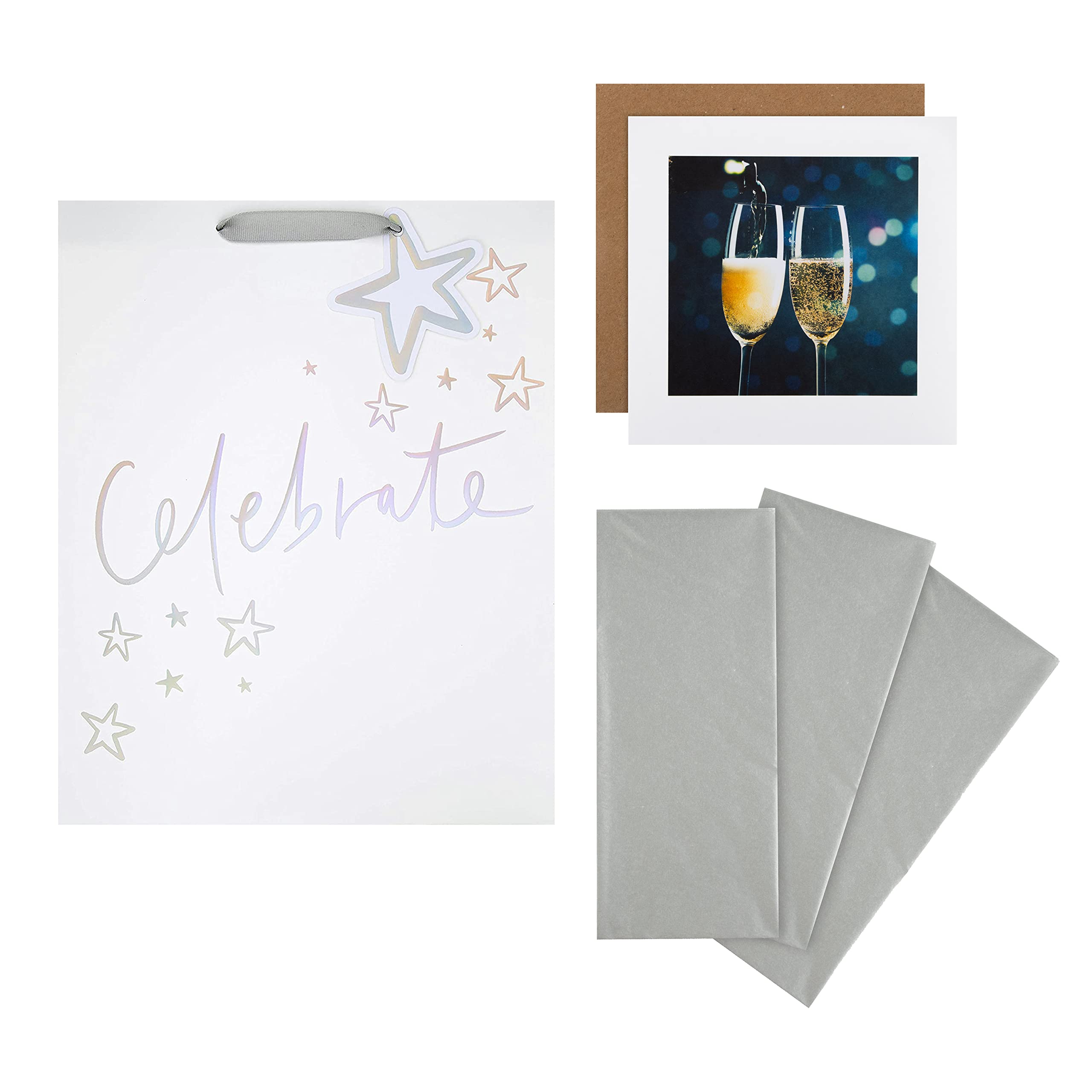 Hallmark Celebration Gift Bag, Gift Wrap and Card Bundle - 1 Large Gift Bag, 3 Tissue Paper Sheets and 1 'Gallery' Card in 3 Contemporary Designs — image 1