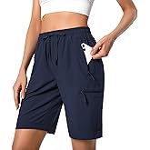 Hugut Women's Lightweight Hiking Cargo Shorts Quick Dry Athletic Shorts Camping Travel Golf Zipper Pockets Water Resistant