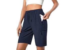 HUGUT Women's Lightweight Hiking Cargo Shorts Quick Dry Athletic Shorts for Camping Travel Golf with Zipper Pockets Water Resistant