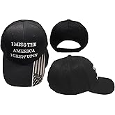 I Miss The America I Grew Up in USA Flag On Bill Black Adjustable Embroidered Cap Hat