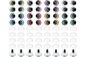 12mm Flash Safety Eyes, 48 Set Doll Eyes with Washers Soft Buttons Realistic Colorful Crocheting Safety Eyes for Decor Croche