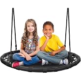Sorbus Saucer Swing, Heavy-Duty Outdoor Design (40 Inch) | Round tree setup with 220-pound seating and easy installation for playgrounds, indoor use and gift occasions.
