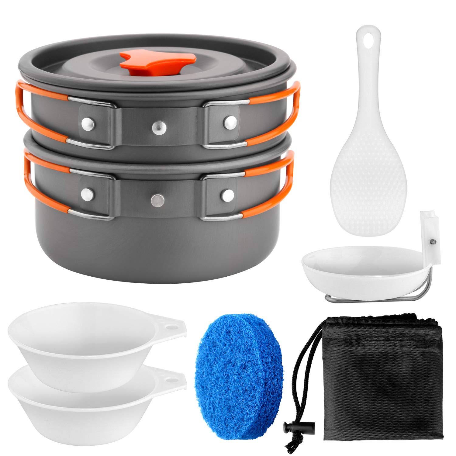 Odoland Camping Cookware Kit Outdoor Aluminum Lightweight Cooking Set Backpacking Pans and