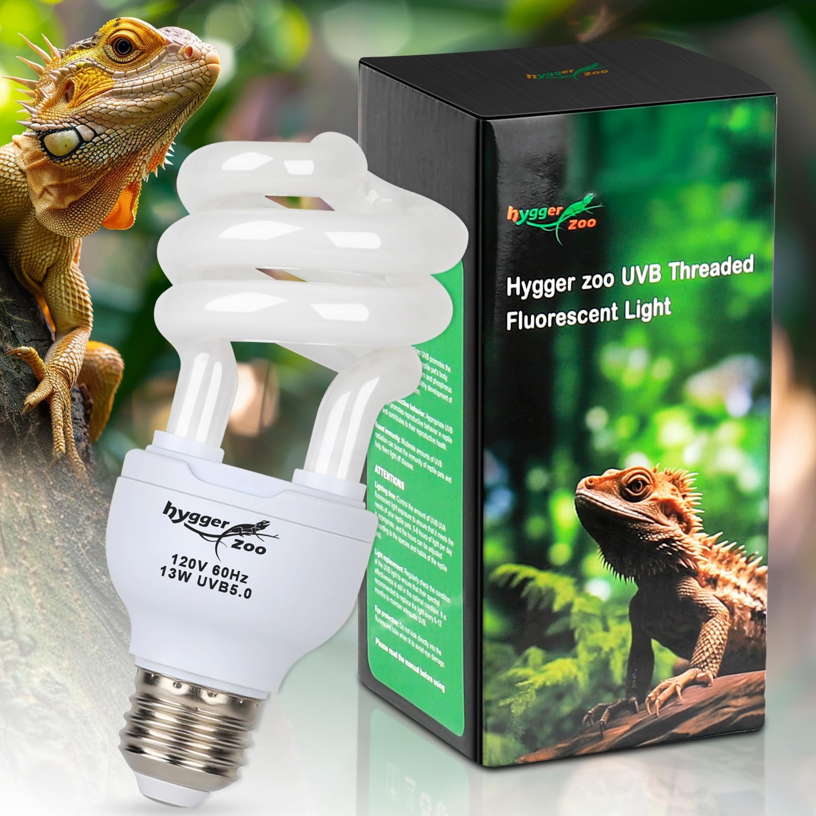 Photo 1 of UVB Bulb 5.0 UVA UVB Reptile Light Bulb, 13W UVB Light for Reptiles UVB Lamp for Turtle Frog Snake Chameleon Ball Python Iguana Tank
