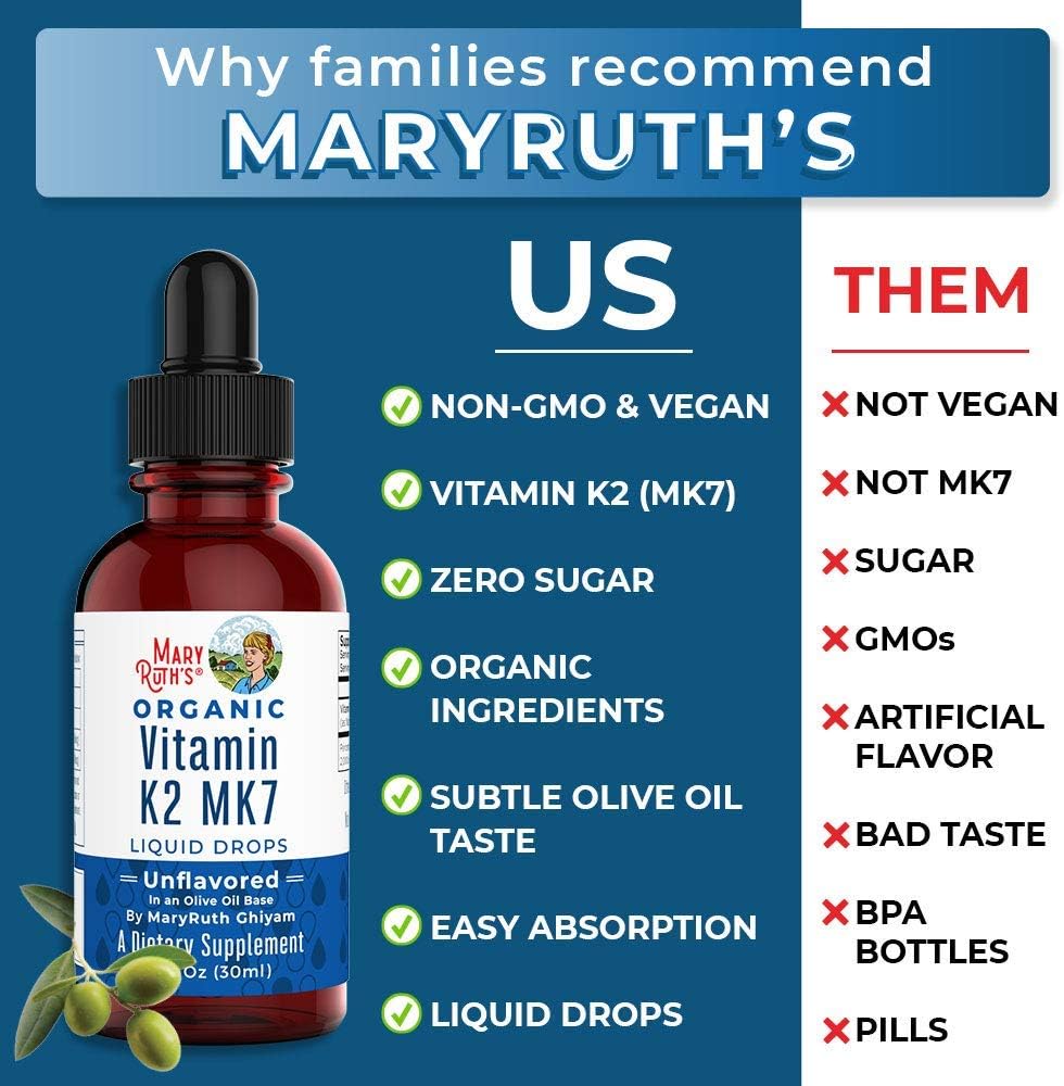 Vegan Vitamin K2 (MK7) Liquid Drops by MaryRuth's NonGMO Gluten Free