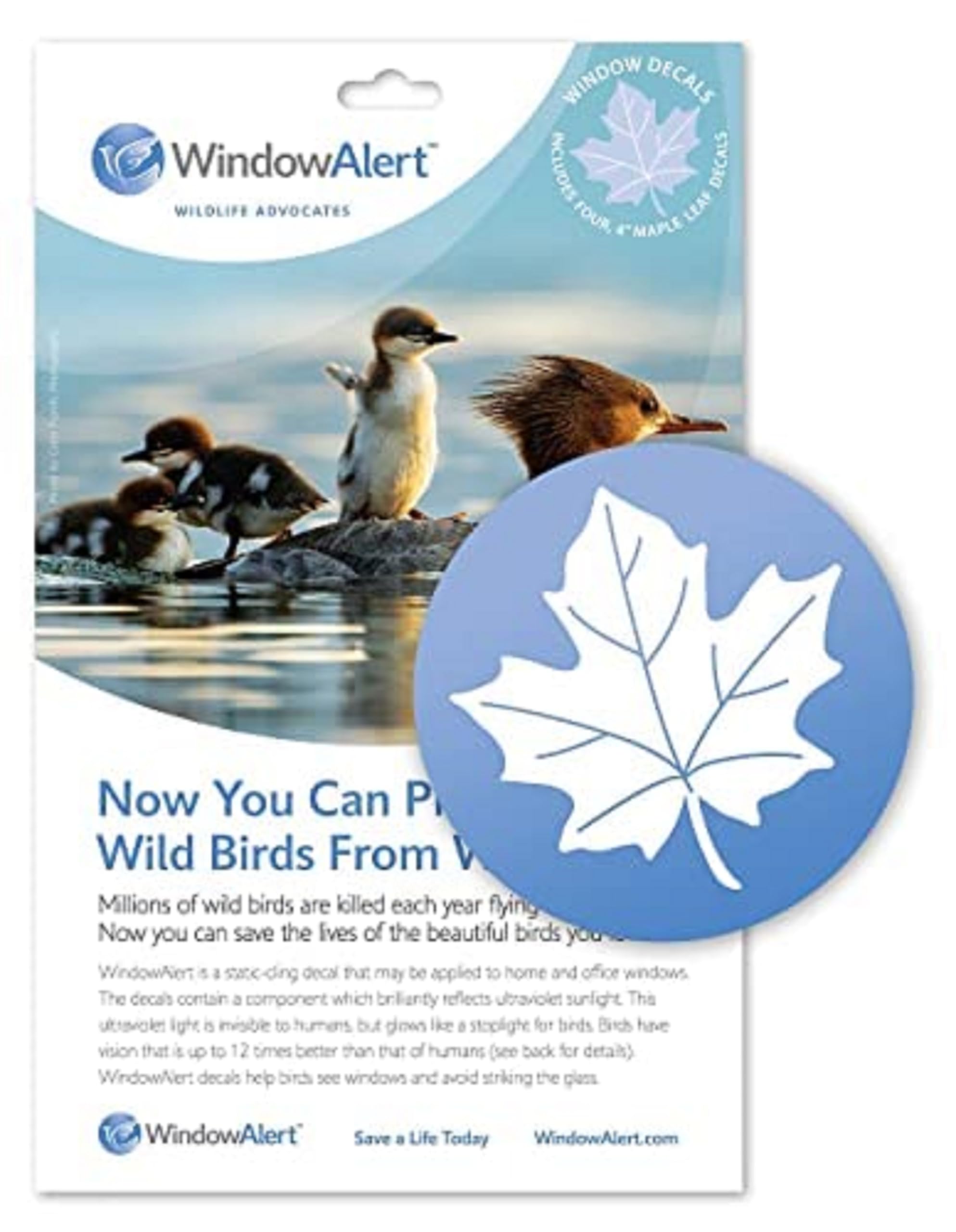 WindowAlert Maple Leaf Anti-Collision Decal - UV-Reflective Window Decal to Protect Wild Birds from Glass Collisions - Made in The USA