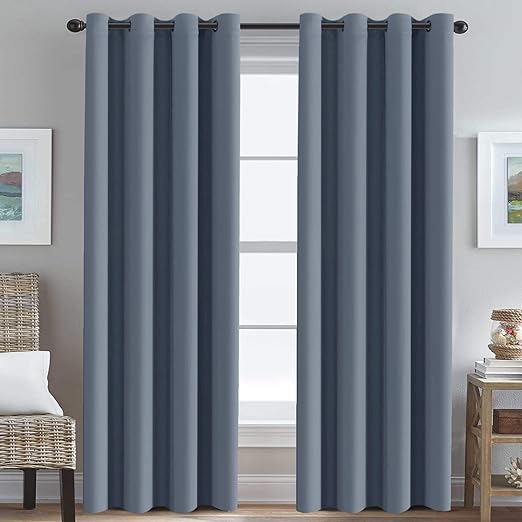 Amazon Com Blackout Curtains For Bedroom 84 Inches Blue Thermal