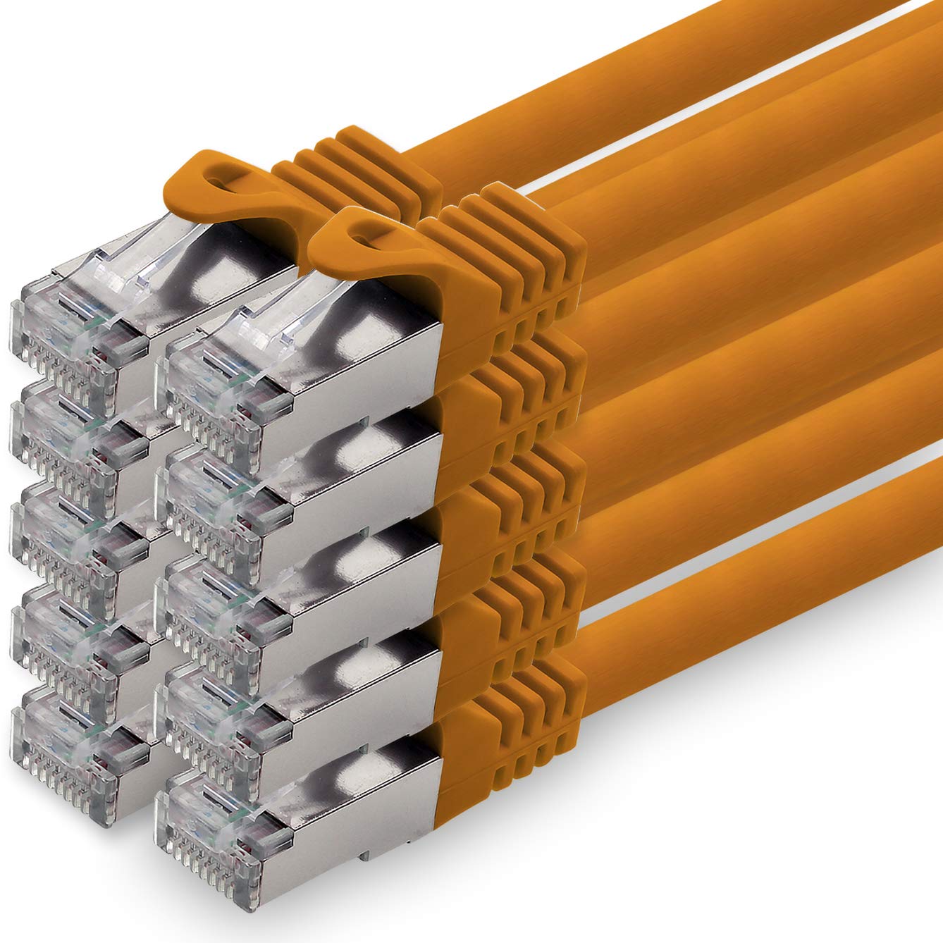 1aTTack.de 0.25m - orange - 10 pieces CAT.7 network cable patch cable SFTP PIMF LSZH Gigabit Lan cable 10Gb s cat7 raw cable with RJ45 connector Cat6a compatible with CAT5 CAT6 cat7 cat8