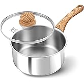 KOCH SYSTEME CS Stainless Steel Saucepan, 1 Quart Stainless Steel Pot with 5-Layer Stainless Base, Sauce Pan with Lid & Stay-Cool Handle, Small Pot 1 Quart, Induction Compatible