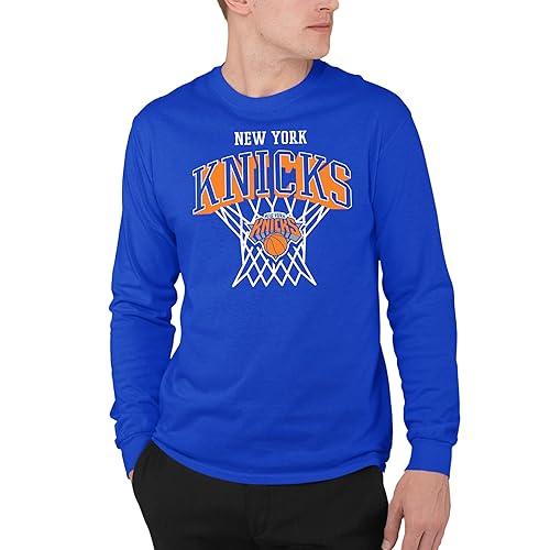 New York Knicks Nothing But Net - NBA Adult Long Sleeve Fan T-Shirt for Men & Women Royal Blue