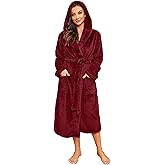 HEARTNICE Womens Hooded Fleece Robe, Thick Warm Plush Bathrobe for Women, Long Fluffy Comfy House Coat Long Fur Fleece