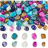 KISSITTY 100pcs Natural Gemstone Nuggets Beads Irregular Shape Dyed Agate Stone Energy Healing Loose Spacer Beads for DIY Jewelry Bracelets Necklaces Easter Craft Making