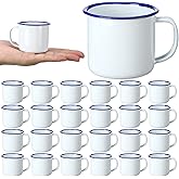 Yinder Mini Enamel Camping Coffee Mugs Metal Small Classic Portable White Campfire Mugs Bulk Vintage Cups with Handle for Coffee Tea Picnic Travel Indoor Outdoor Activities (24 Pcs,4 oz)