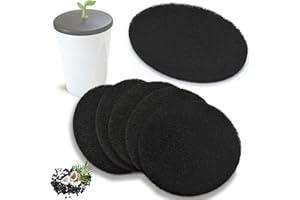 NewKe 6 Pack Natural Charcoal Filter Refills for Chef'n 401-420-120 EcoCrock Counter Compost Bin, Compost Bucket in Indoor, Oval-Shaped Charcoal Filters, Approx 6-1/2 x 5 in 3/8 in Thick