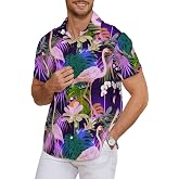 Kiptmug Hawaiian Shirt for Men Tropical Floral Button Down Shirt with Short Sleeve