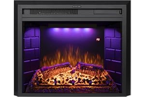 Benrocks 25'' Electric Fireplace Inserts, Recessed & Built in Wall Electric Fireplace Heater with Fire Crackling Sound, Adjustable Top Light & Flame Speed, Overheating Protection, 750/1500W Black