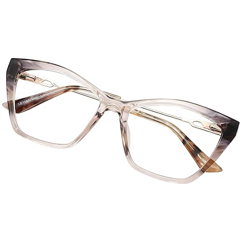 DOERAYMI Crystal Pink Blue Light Glasses for Woman: Rose Gold Hinges, Feather-Light Reading Glasses for Working & Streaming