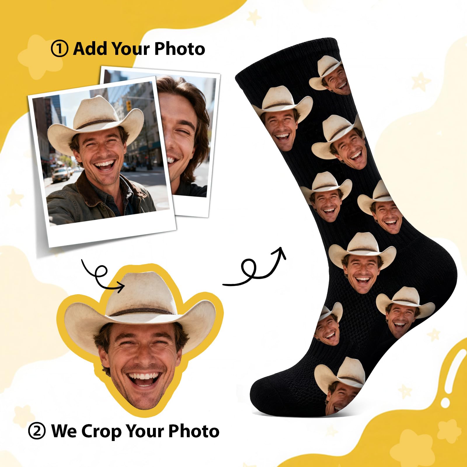 VBAIFAyy Valentine's Day Custom Photo Socks - Personalized Face Socks for Couples, Family & Pets - Romantic Unisex Crew Socks Ideal as Valentine's Gifts for Him, Her, Boyfriend, Girlfriend