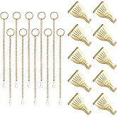 UFURMATE Picture Hanging Kit 10Pcs Rail Hooks with 10Pcs Chains, Metal Picture Display Hanging System for Wall Pictures, Exhibition(Gold)