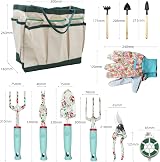 MQFORU Garden Tools Set 16 Pcs with Tote Green Flowers Ergonomic Handles view 8