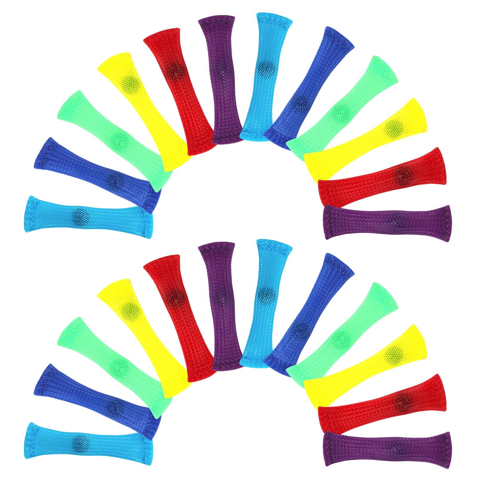 24 Pcs Marble Mesh Fidget Toy Colourful Silent Fidget Toys for School Braided Mesh Tube with Marbles Stress Reliever Anxiety Relief Toys for Sensory Anxiety