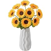 Wenhuidr 10Pcs Artificial Sunflower with Stems – Single Long Stem Silk Sunflower, Lifelike Yellow Fake Sunflower for Vase DIY Bouquet Wedding Centerpieces Party Garden Home Décor