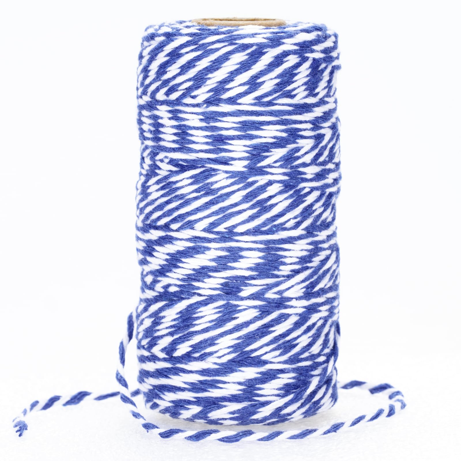 jijAcraft Dark Blue and White String,100M Cotton Twine String for Crafts and Wrapping