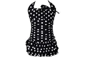 qyqkfly Polka Dot Girls Kids Bathing Suits Adjustable Swimsuits (FBA)