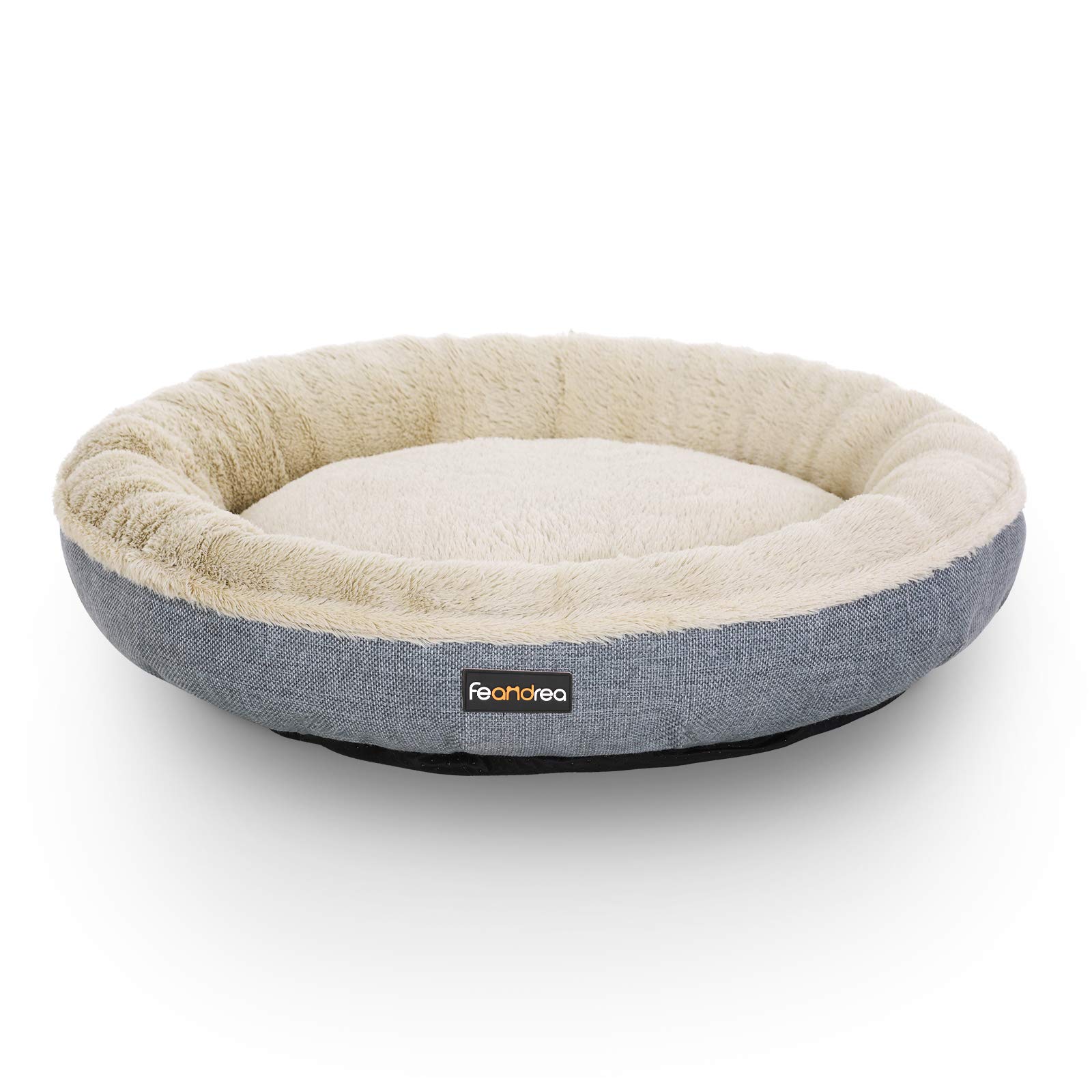 FEANDREA Dog Bed, Dog Sofa, Cat Bed, Donut Shape, Round, 65 cm Dia, Grey