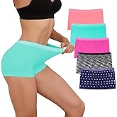 DEEP TOUCH Womens Boy Shorts Underwear Boyshort Panties Ladies Panties Nylon Panty Sleep Boxer Briefs 5 Pack